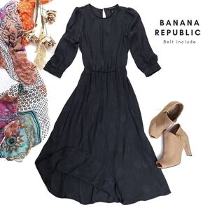 Banana Republic Black Floral Motif Maxi Dress Sz XS